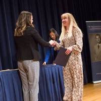 Emily shaking hands with Christina Vann